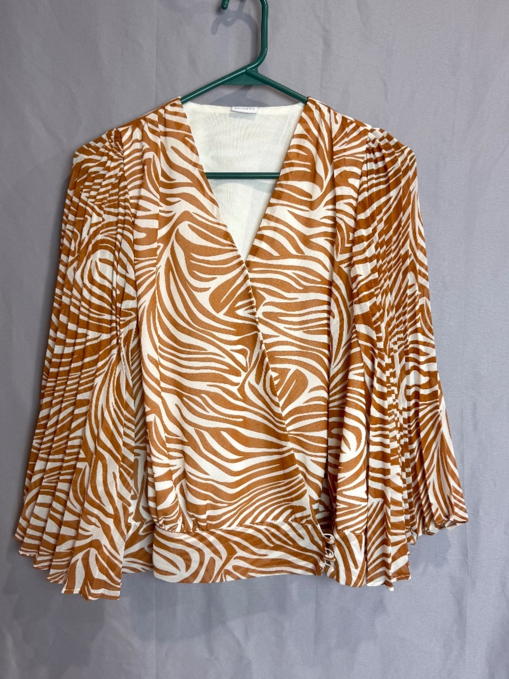 Lascana Women's Surplice V neck Wrap Style Blouse Pleated Sleeves Small